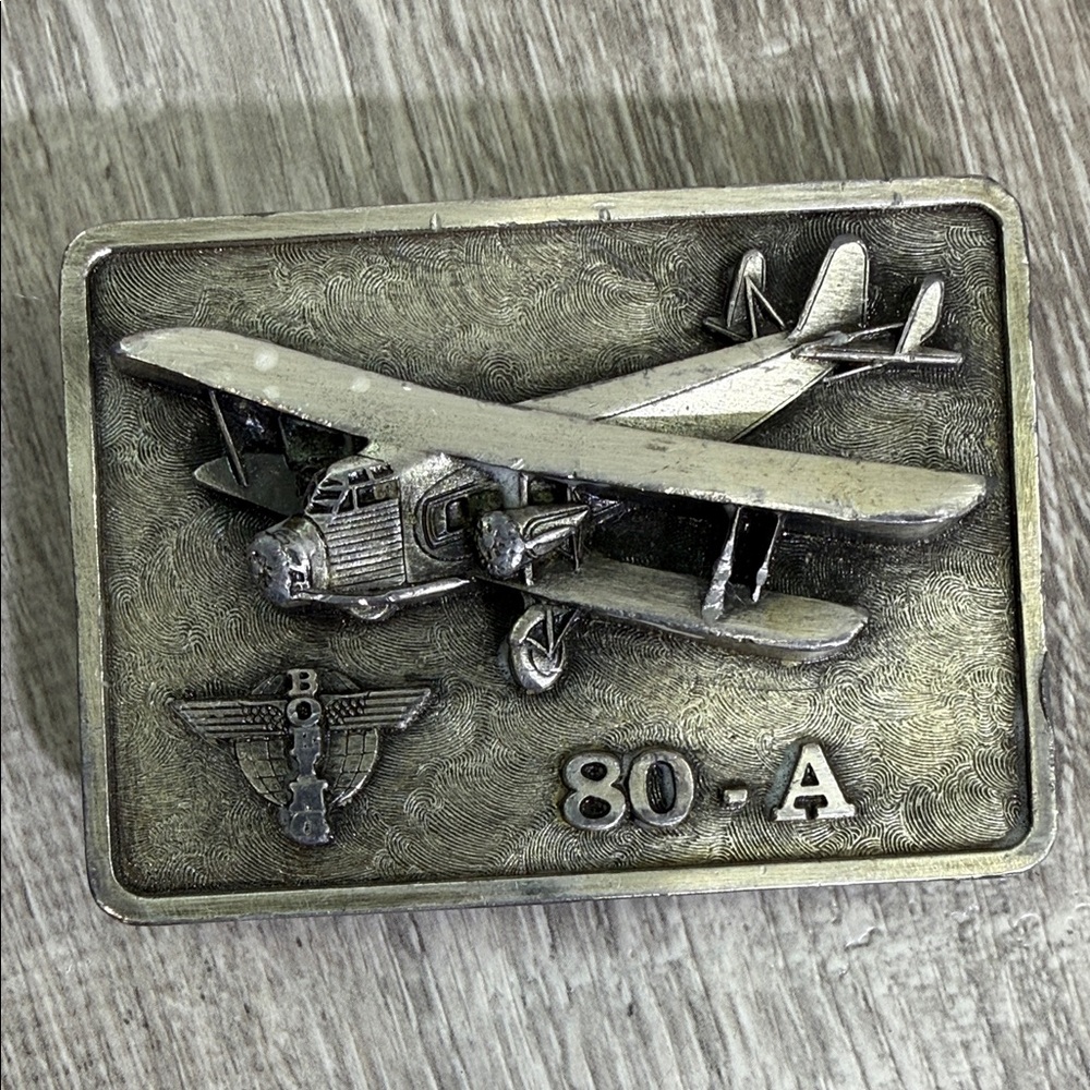 Silver Airplane Belt Buckle